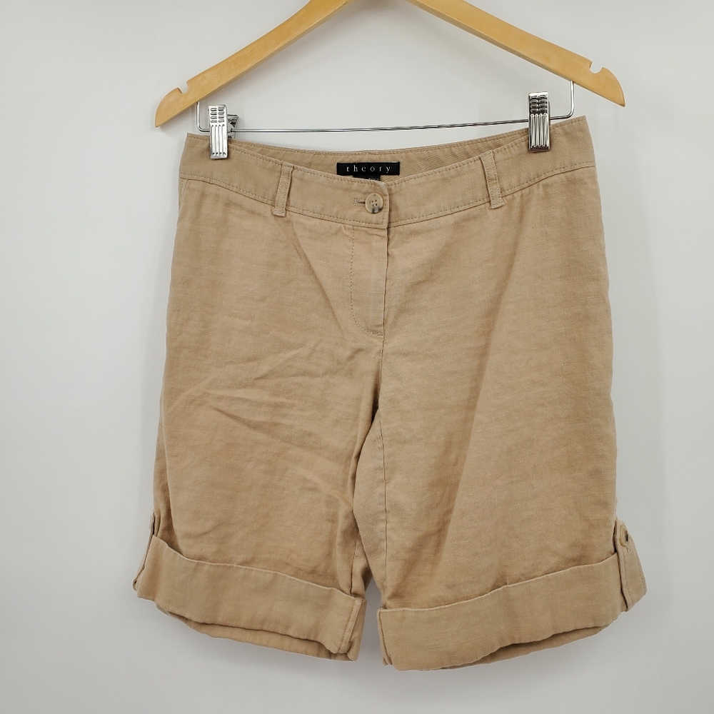 ♧♧ Theory Khaki Linen/Cotton Bermuda Shorts Size 4
